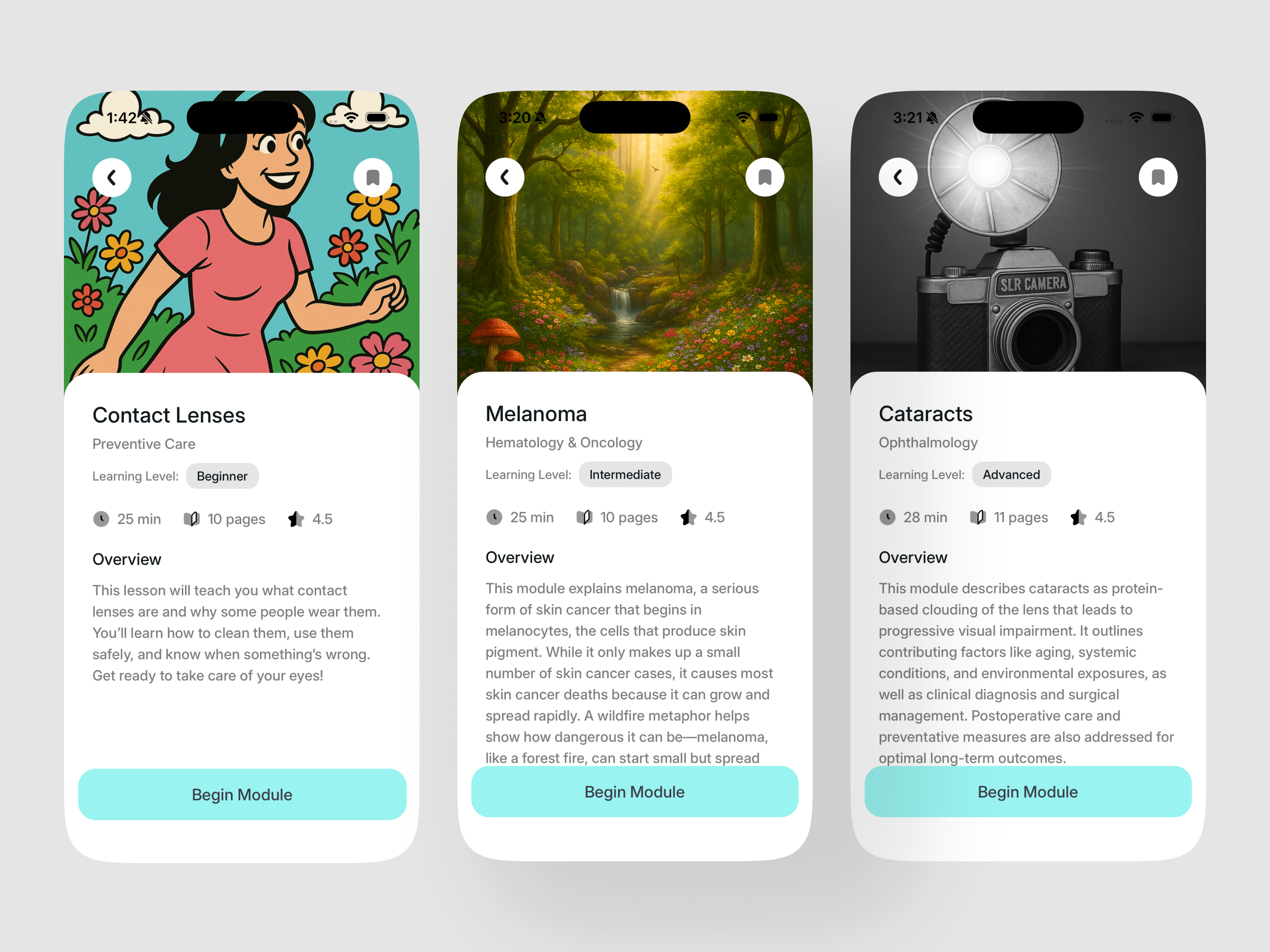 Care Tales mobile app interface preview